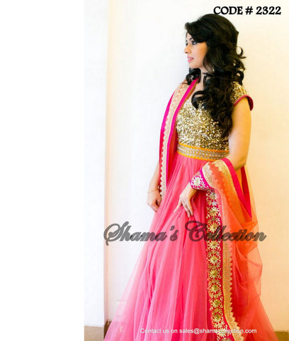 2322 Designer pink-orange anarkali