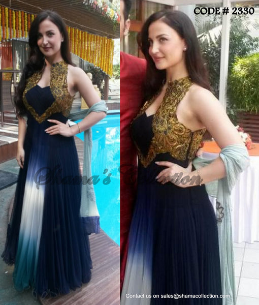 2330 Elli Avram's ombre midnight blue anarkali