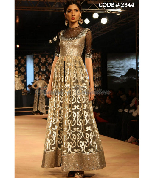 2344 Black-gold anarkali lehenga