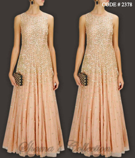 2378 Peach Sequin Gown