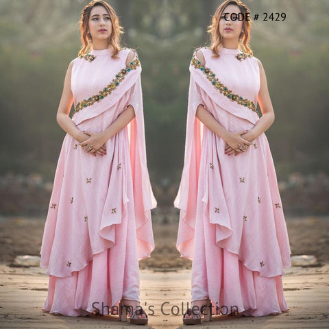 Blush Pink Sanganeri hand block print Semi Umbrella frock with puff sl –  Soyara Ethnics Studio