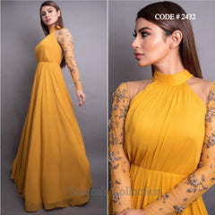 2432 Mouni Roy Mustard Gown