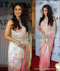 3078 Kareena Kapoor's pink-white saree