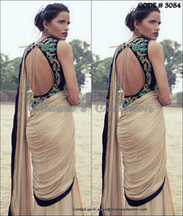3084 Designer golden saree