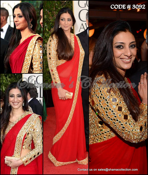 3092 Tabu's red-gold saree