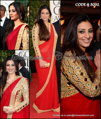 3092 Tabu's red-gold saree