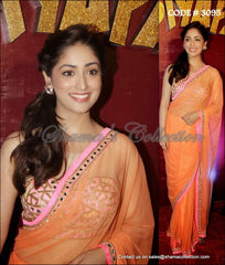3095 Yami Gautam's peachy orange saree