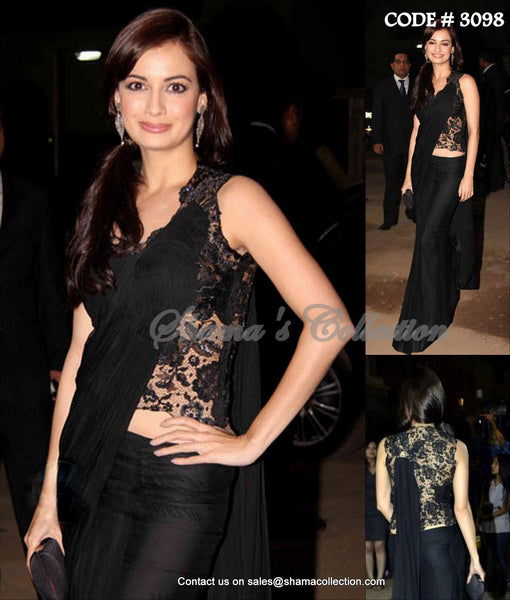 3098 Dia Mirza's black sareesque