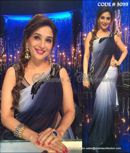 3099 Madhuri Dixit's ombre eggplant sareesque