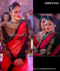 3101 Nikesha Patel's red-black saree