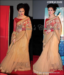 3102 Ariana Ayam's gold-red lehenga saree