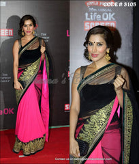 3105 Sophie Chaudhary's black-pink saree