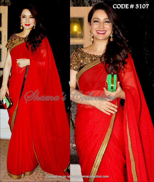 3107 Tisca Chopra's red saree