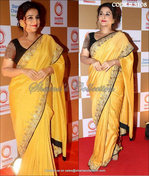 3108 Vidya Balan's yellow saree