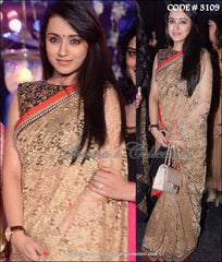 3109 Trisha's golden lace saree
