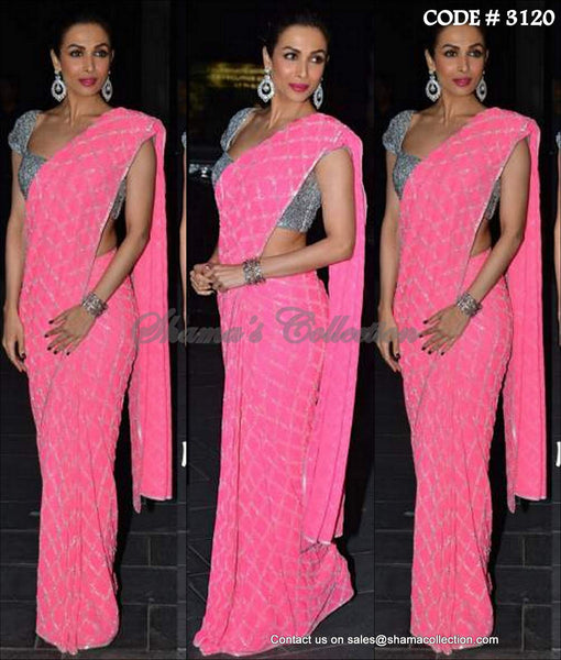 3120 Malaika Arora Khan's pink-silver saree
