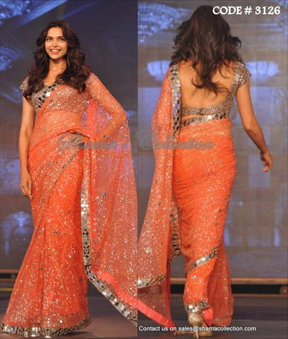 3126 Deepika Padukone's orange saree