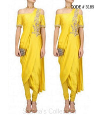 3189 Yellow Drape Saree