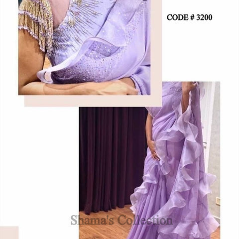 3200 Lavender Ruffle Saree