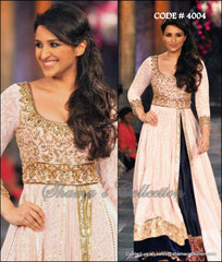 4004 Parineeti Chopra's Peach Blue Anarkali Lengha