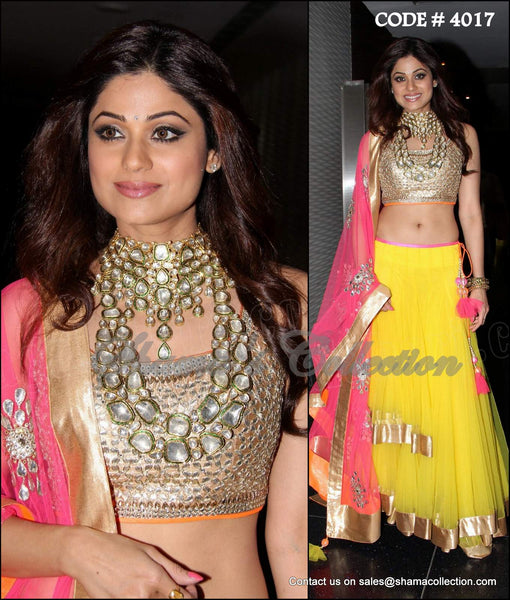 4017 Shamita Shetty's colorful lehenga