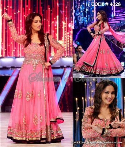 4028 Madhuri Dixit pink anarkali lehenga