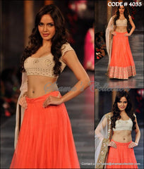 4033 Shazahn's coral and cream lehenga