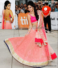 4052 Shriya Sharan's pink-coral pink lehenga