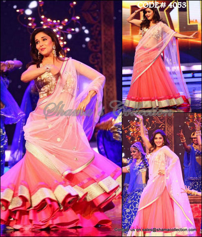 4053 Madhuri Dixit's coral-gold lehenga (Half Saree)