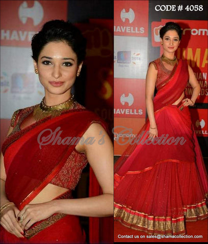 4058 Tamanna's red half saree