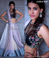 4067 Grey-black ombre lehenga