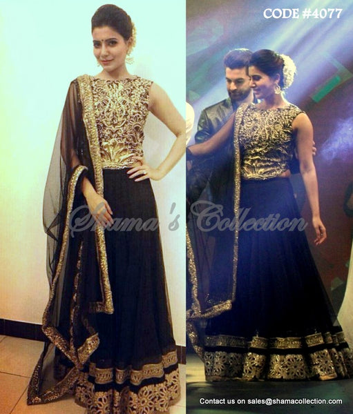 4077 Samantha Prabhu's black lehenga set