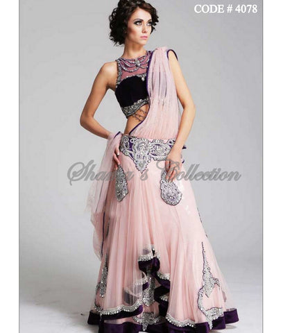 4078 Pink purple lehenga set