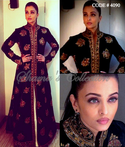 4090 Aishwarya Rai Bachchan's black and beige anarkali lehenga