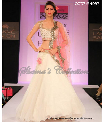 4097 White Pink lehenga