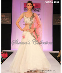 4097 White Pink lehenga