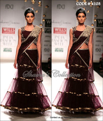 4103 Wine layered lehenga