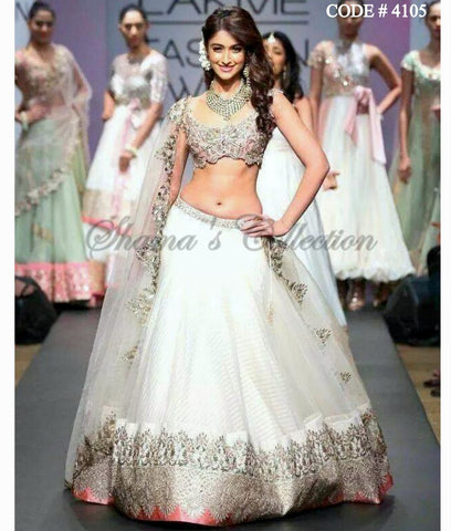 4105 Ileana D'cruz's white-pink lehenga choli