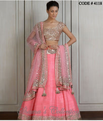 4118 Manish Malhotra inspired sequin and mirror pink lengha