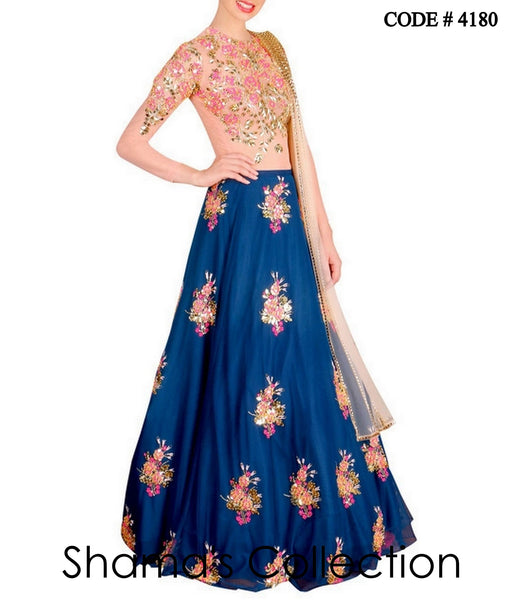 4180 Beige Blue Lengha