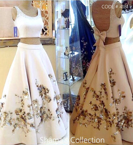 4181 White Sleeveless Lengha