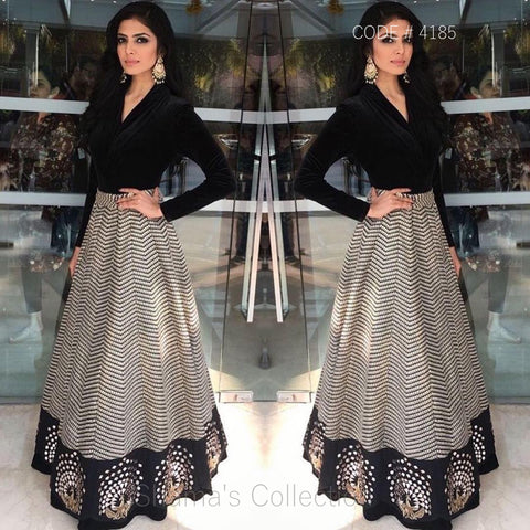 4185 Black Shirt with Stripped Lengha