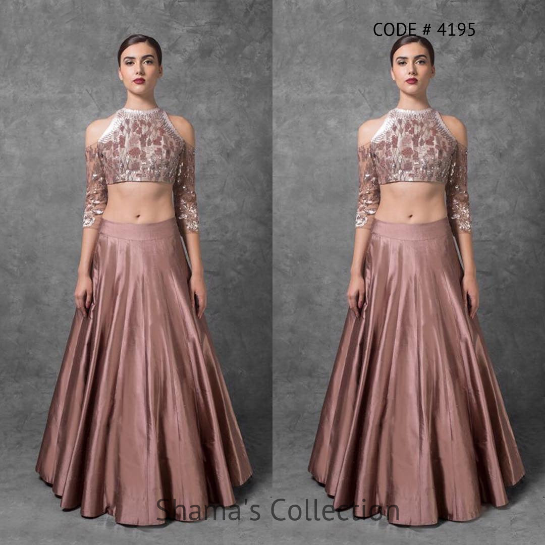 4195 Brown Cold Shoulder Lehenga outfit set – Shama's Collection