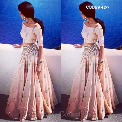 4197 Off Shoulder Blush Lengha (Payal Singhal Inspired)