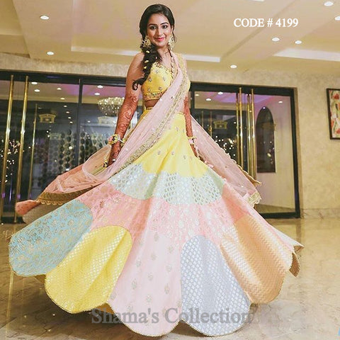 4199 Candy Color Brocade Lengha