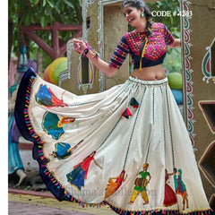 4203 White And Black Human Figure Lehenga