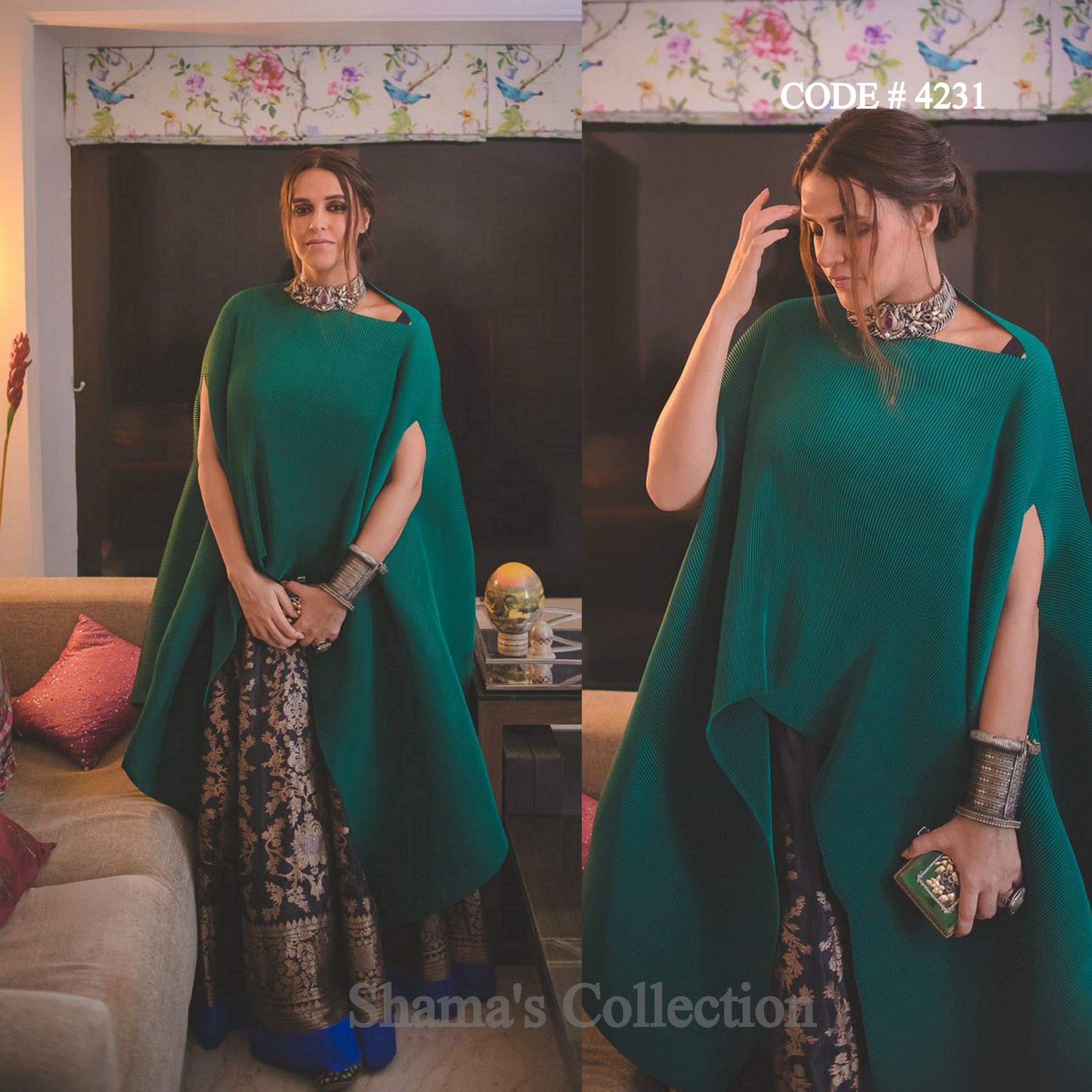 4231 Neha Dhupia's Green Lehenga - Pregnancy Lehenga – Shama's Collection