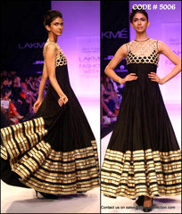 5006 Black-gold anarkali gown