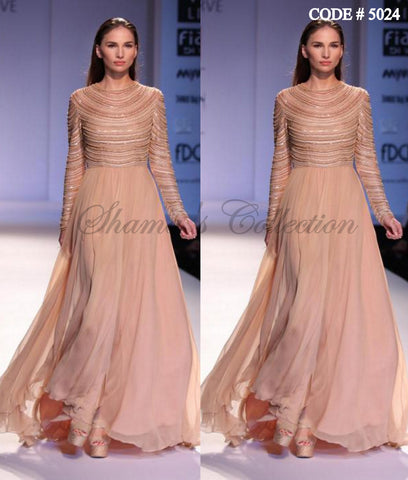 5024 Beige evening gown