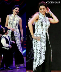 5025 Deepika Padukone's white-black high low top and palazzo